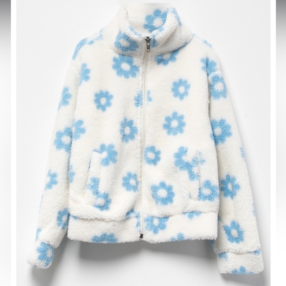 RSQ Girls Floral Print Sherpa Jacket size M - Picture 3 of 8